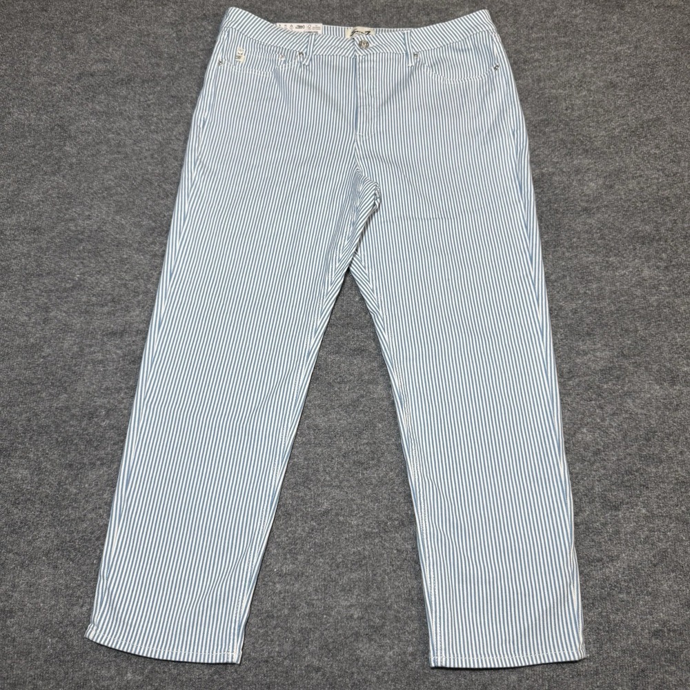 Seven7 90s Straight Jeans Women Size 16 38X30 Blue Stripe Denim Stretch NWT